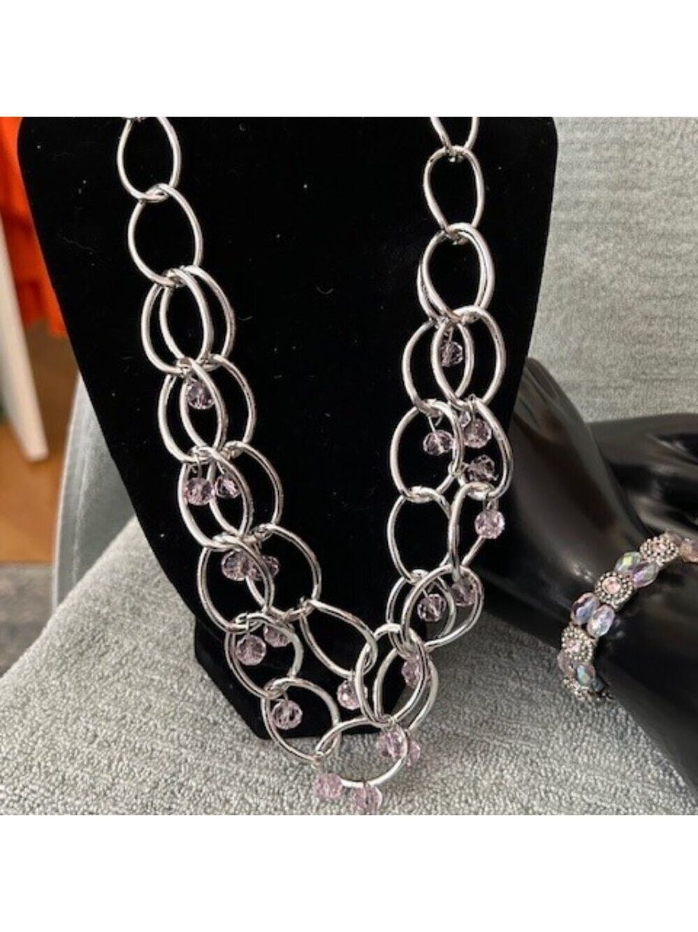 Pink & Silver Necklace and Bracelet